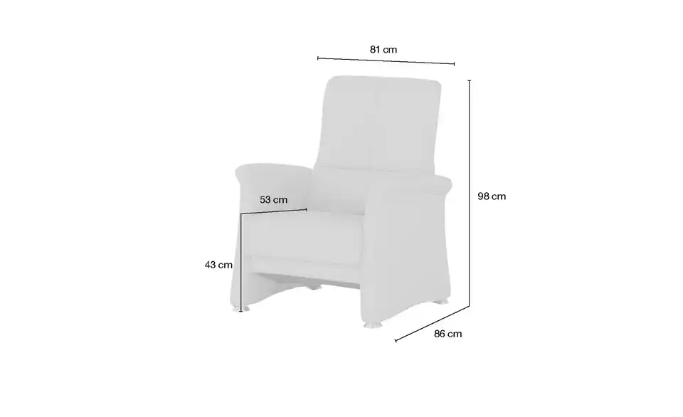 himolla Ledersessel 6001, Bemaßung