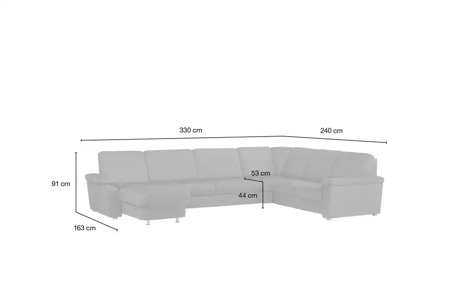 meinSofa Wohnlandschaft Rita Mikrofaser, Bemaßung