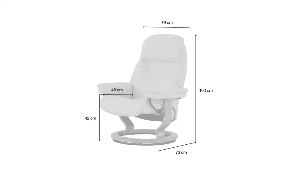Stressless Relaxsessel mit Hocker Sunrise M Leder, Bemaßung