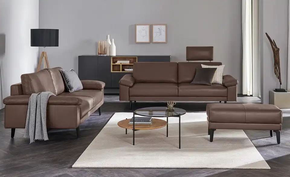 hülsta Sofa Sofabank aus Leder HS 450 | 198 cm, Terrabraun (Braun)