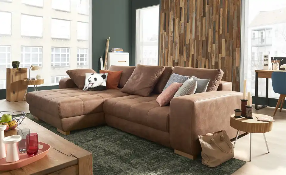 bobb Ecksofa Caro mit elektrischer Sitztiefenverstellung, in Wohnsituation