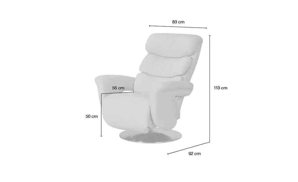 himolla Leder-Relaxsessel 7628 Leder, Bemaßung