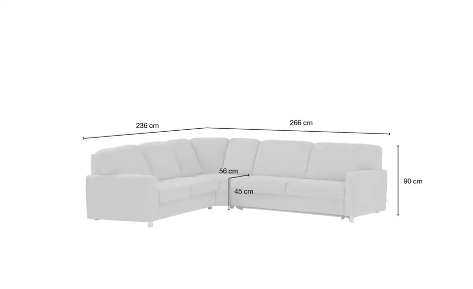 smart Ecksofa Valencia, Bemaßung