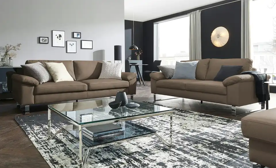 Max Schelling Ledersofa Maximum mit Kufengestell, in Wohnsituation