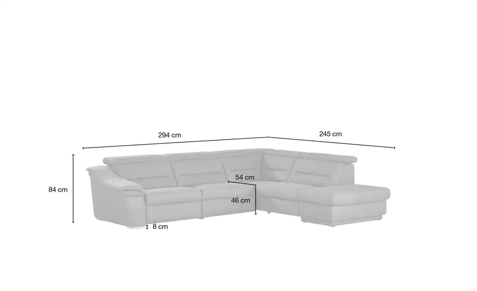 meinSofa Ecksofa Ivonne-S, Bemaßung