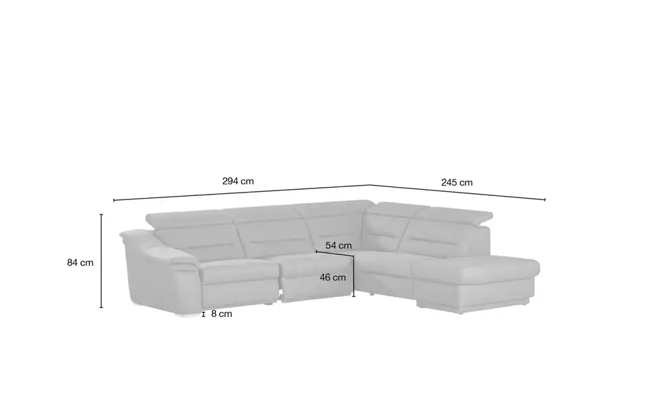 meinSofa Ecksofa Ivonne-S, Bemaßung