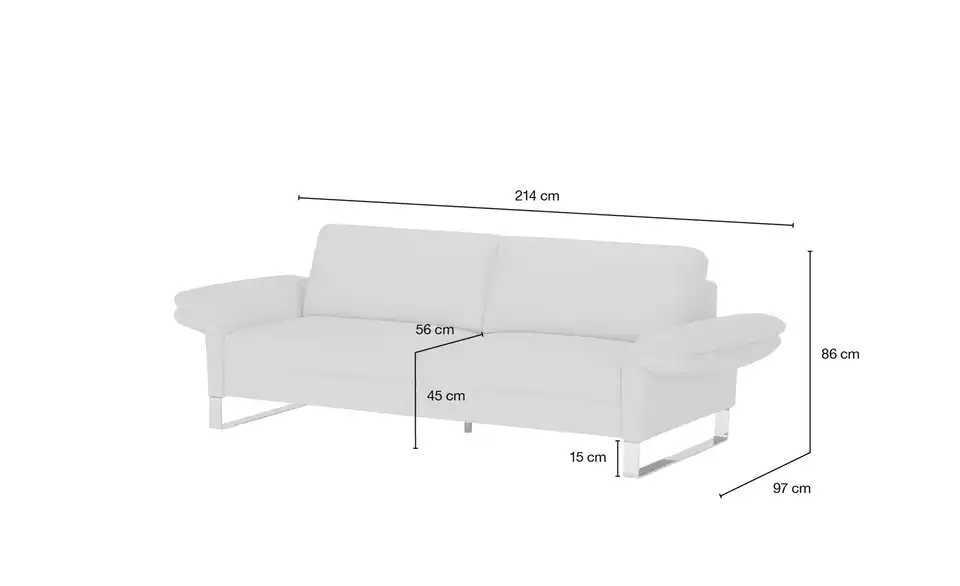 Max Schelling Einzelsofa Maximum mit Kufengestell, Bemaßung