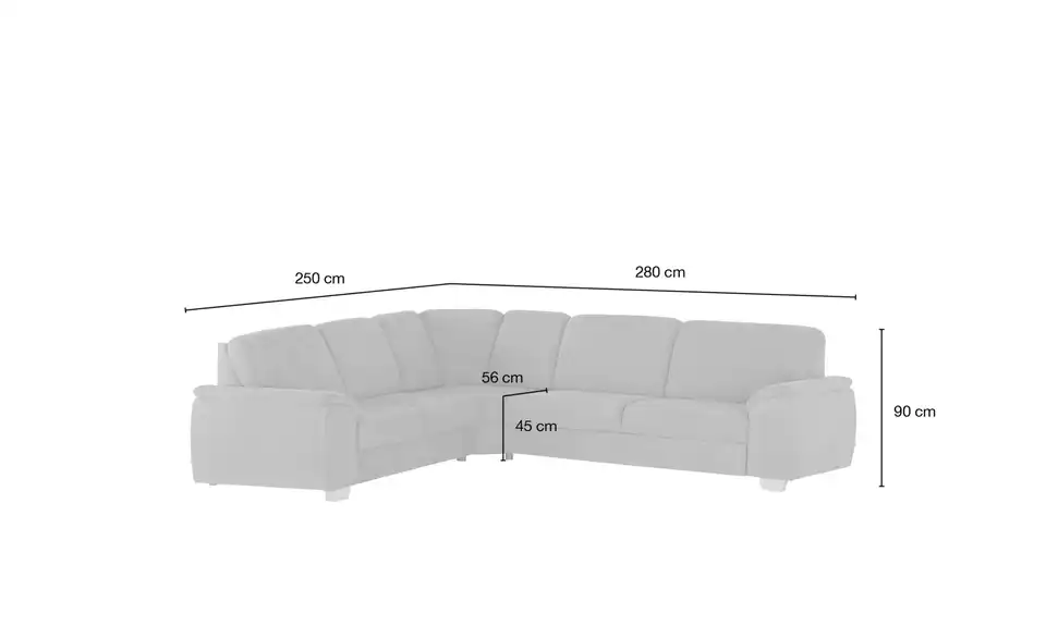 smart Ecksofa Valencia, Bemaßung