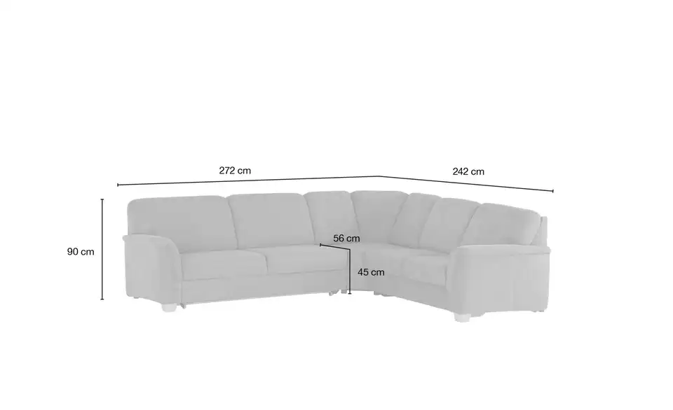 smart Ecksofa Valencia, Bemaßung