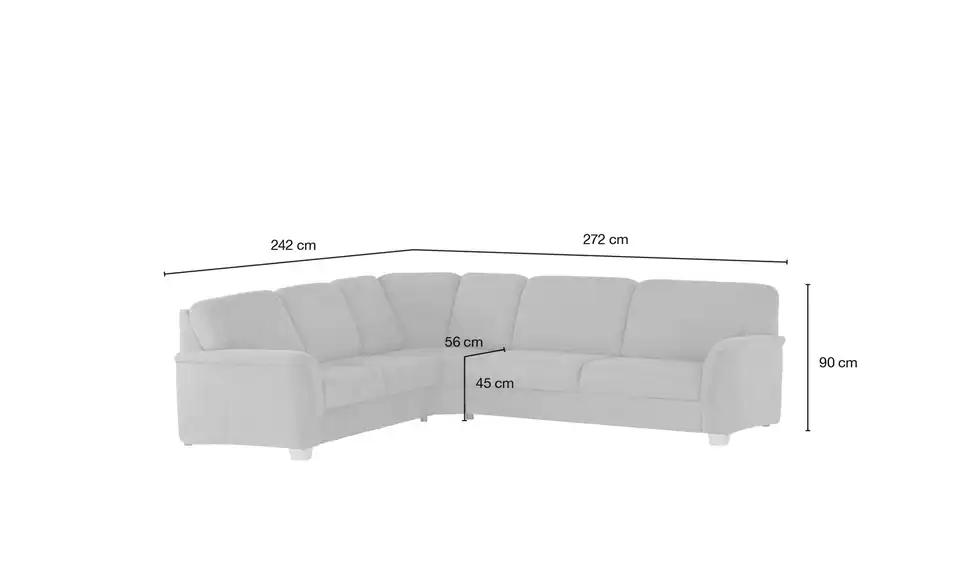 smart Ecksofa Valencia, Bemaßung