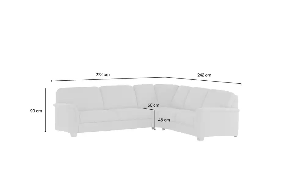 smart Ecksofa Valencia, Bemaßung