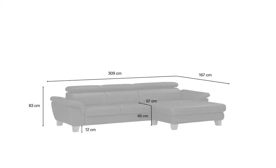 Gray & Jones Ecksofa Indra rechts, Brandy (BraunRot)