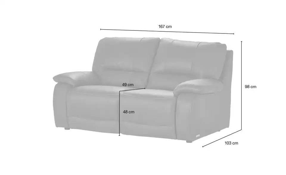 Wohnwert EInzelsofa Adelma, Bemaßung