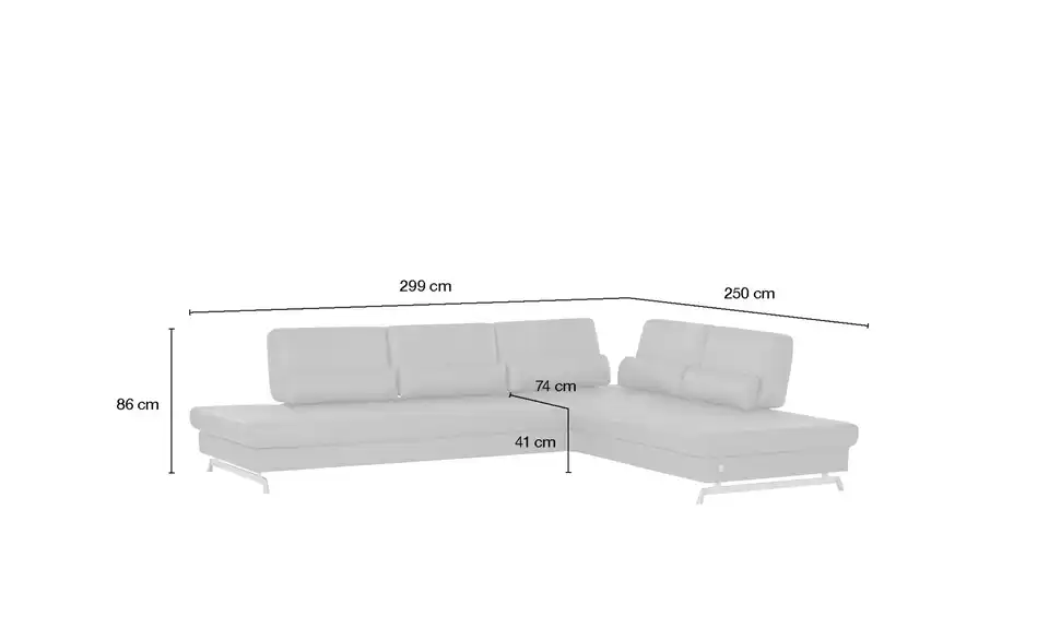 JOOP! Ecksofa Leder Loft 8108, Bemaßung