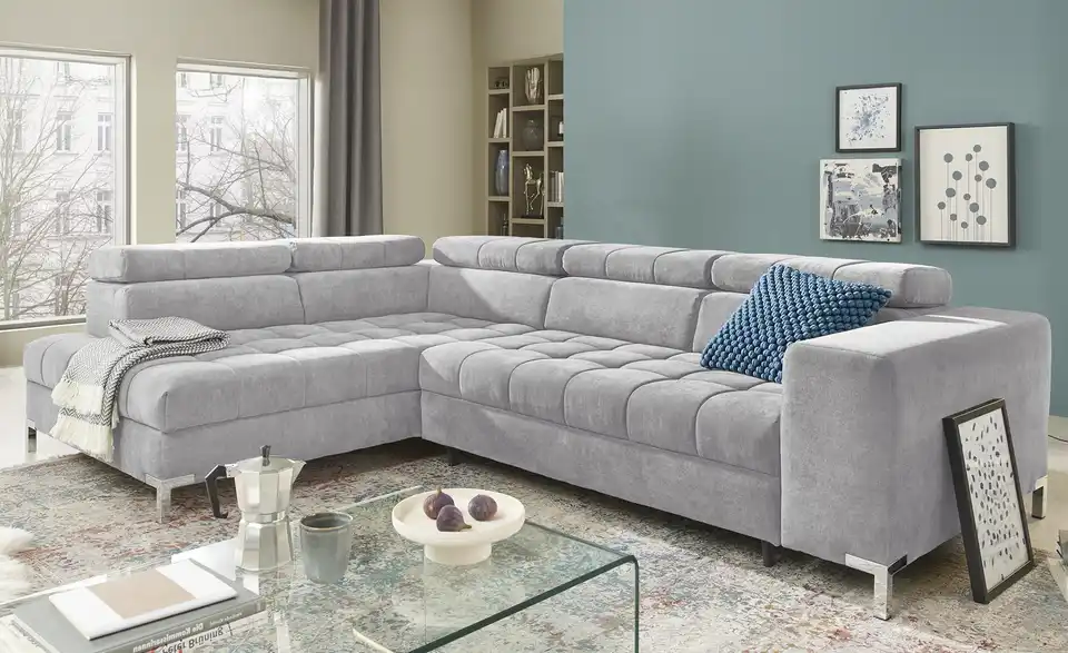 Ecksofa Arte mit verstellbaren Kopfstützen, in Wohnsituation