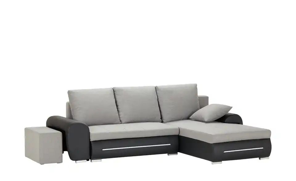 Ecksofa mit Beleuchtung EMMA - Hellgrau / Schwarz