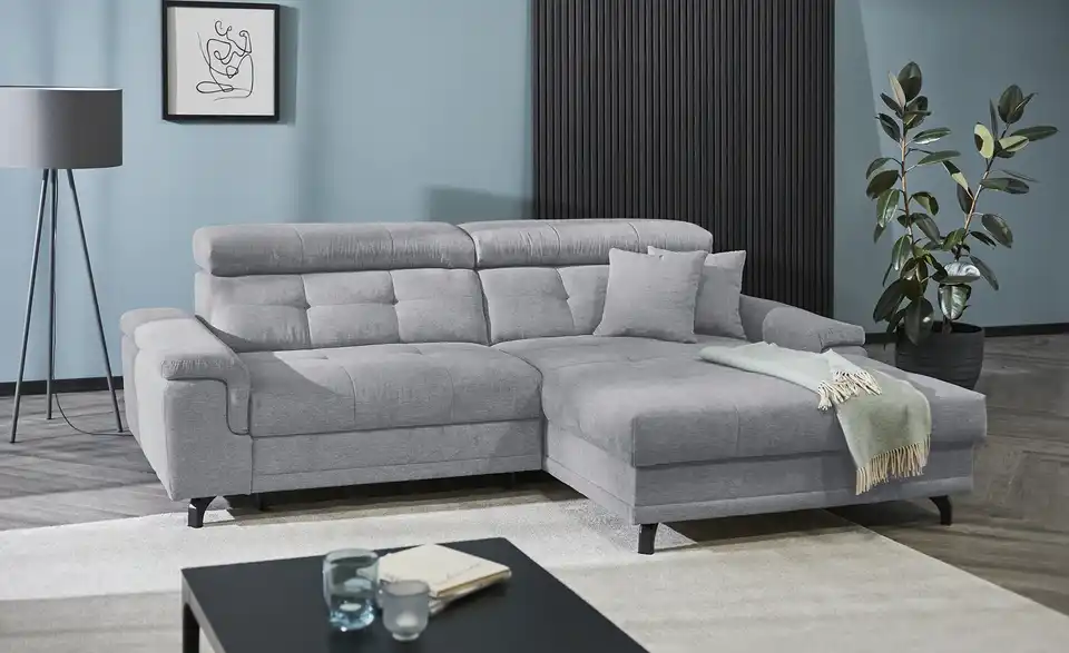 Ecksofa mit Schlaffunktion, Hellgrau