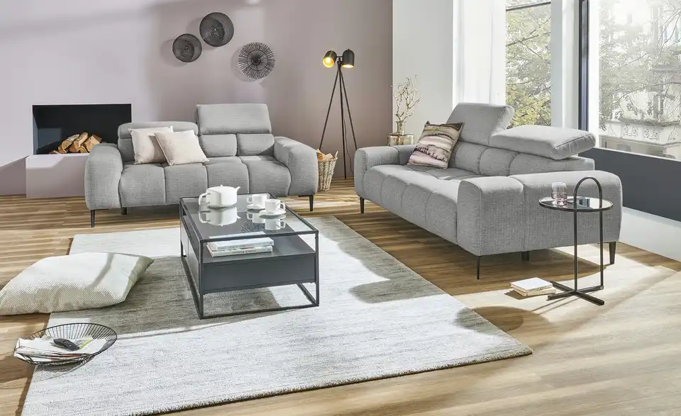 switch Sofa 3-sitzig Plaza | Silber-Weiß (Grau-Weiß)