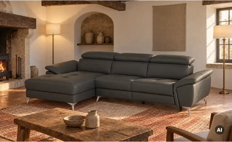 uno Leder-Ecksofa Danae klein, in Wohnsituation