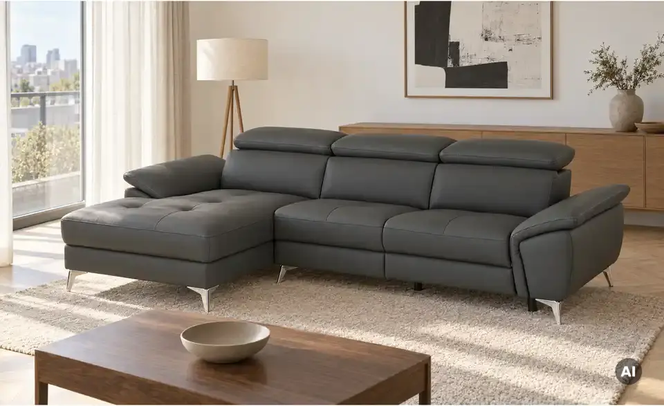 uno Leder-Ecksofa Danae klein, in Wohnsituation
