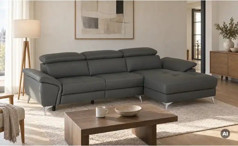 uno Leder-Ecksofa Danae klein, in Wohnsituation
