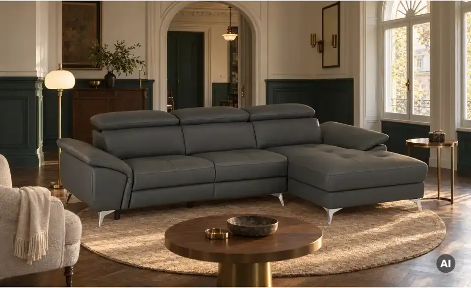 uno Leder-Ecksofa Danae klein, in Wohnsituation