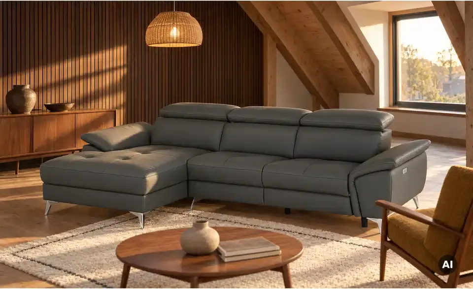 uno Leder-Ecksofa Danae klein, in Wohnsituation