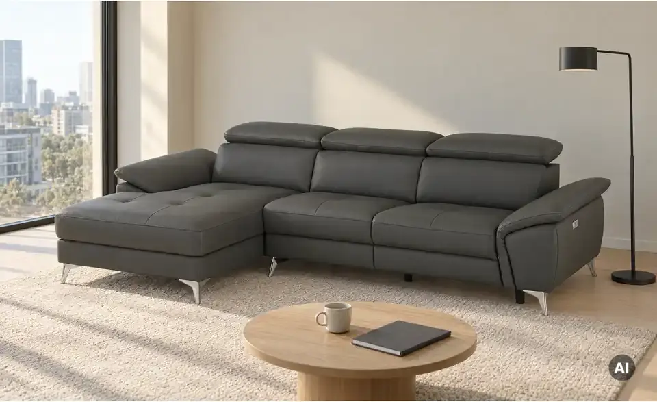 uno Leder-Ecksofa Danae klein, in Wohnsituation