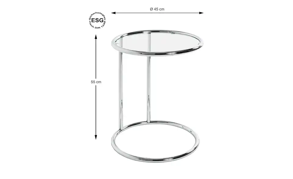 Beistelltisch Hanau, Bemaßung