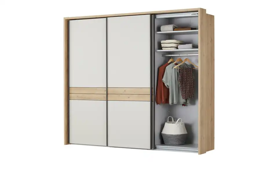 uno Schwebetürenschrank Suna, geöffnet