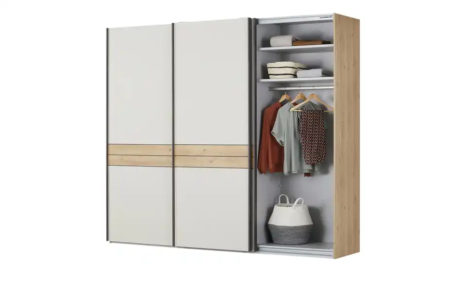 uno Schwebetürenschrank Suna, geöffnet