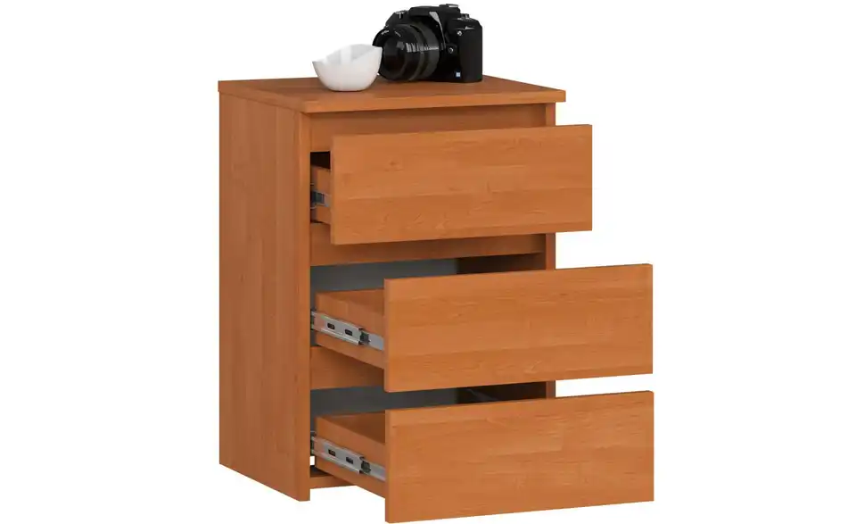 Nachttisch Carlo mit 3 Schubladen, geöffnet