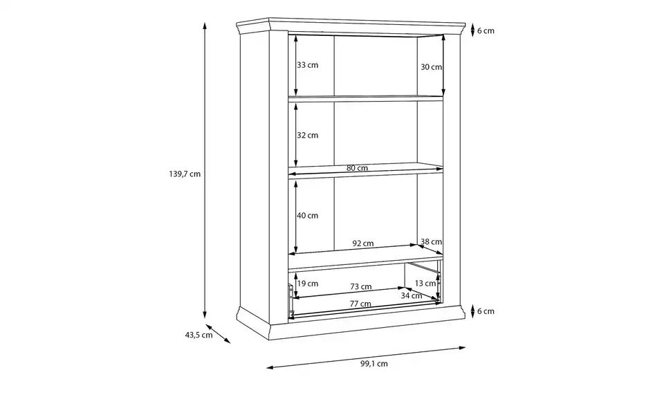 Wäscheschrank Countryside, Bemaßung