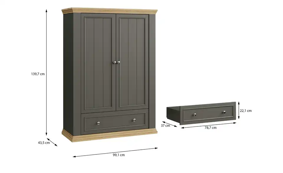 Wäscheschrank Countryside, Bemaßung