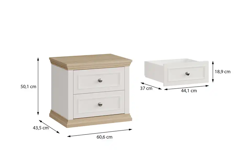 Nachtkommode Countryside, Bemaßung