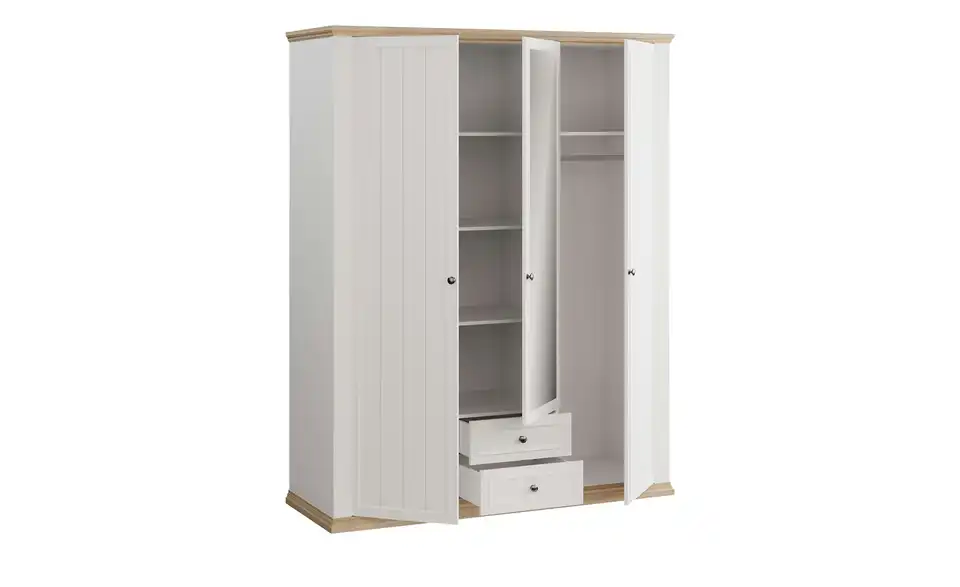 Drehtürenschrank Countryside mit Spiegel, geöffnet