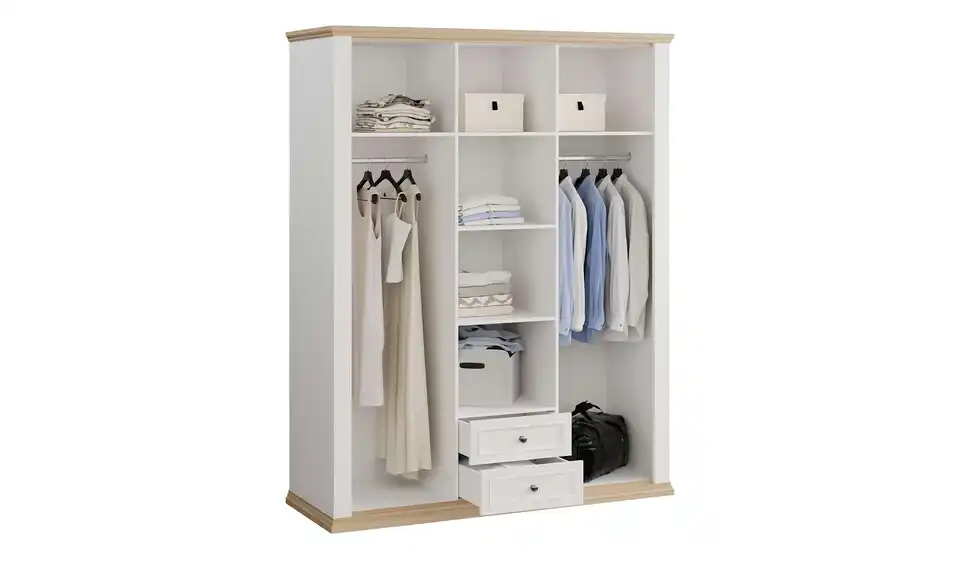 Drehtürenschrank Countryside mit Spiegel, geöffnet