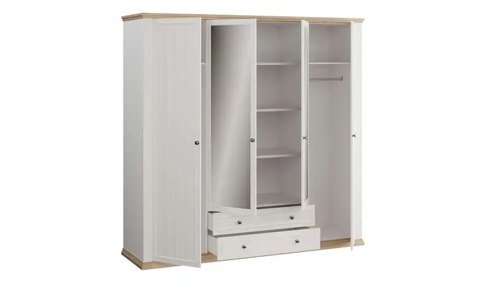 Drehtürenschrank Countryside mit Spiegel, geöffnet