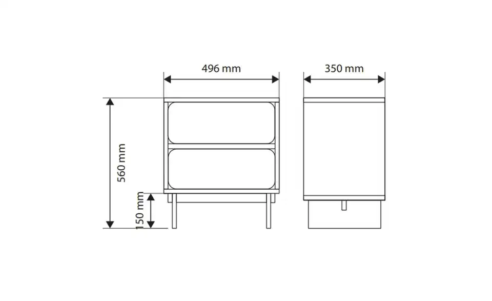 Selsey Nachtkommode Wuwu in beige, Bemaßung