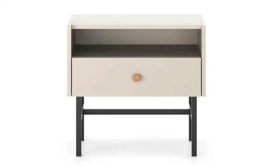 Selsey Nachtkommode Divenos mit schwarzem Kufengestell, Frontansicht