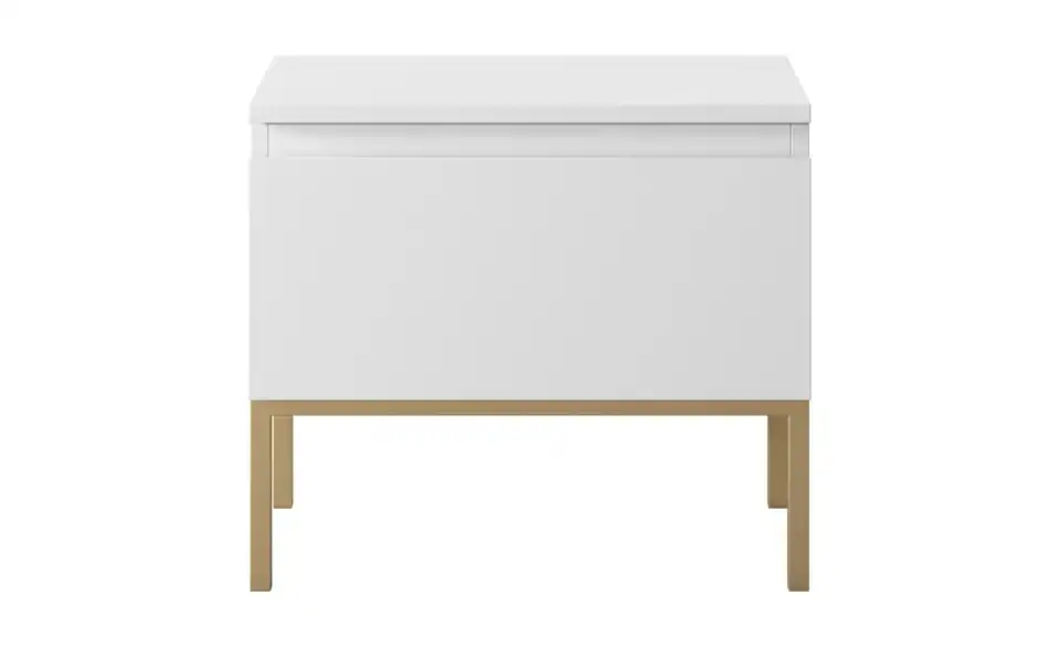 Selsey Nachtkommode Bemmi mit goldenem Kufengestell, Frontansicht