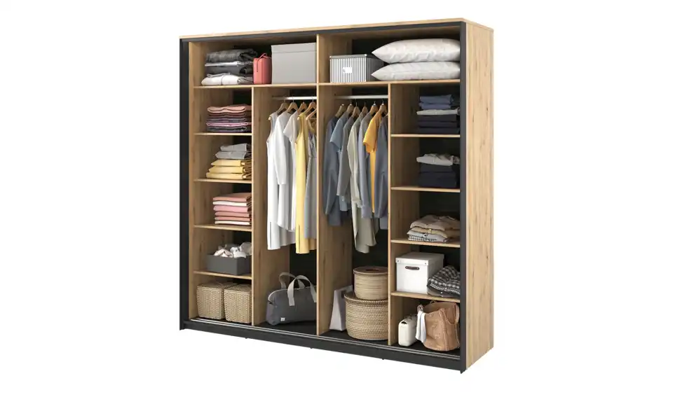 Schwebetürenschrank Quorn, geöffnet
