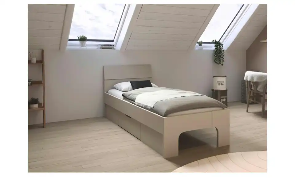 Stauraumbett Frieda in beige, in Wohnsituation