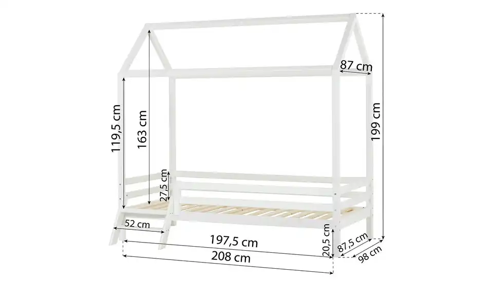 Hoppekids Bett Eco Dream, Bemaßung