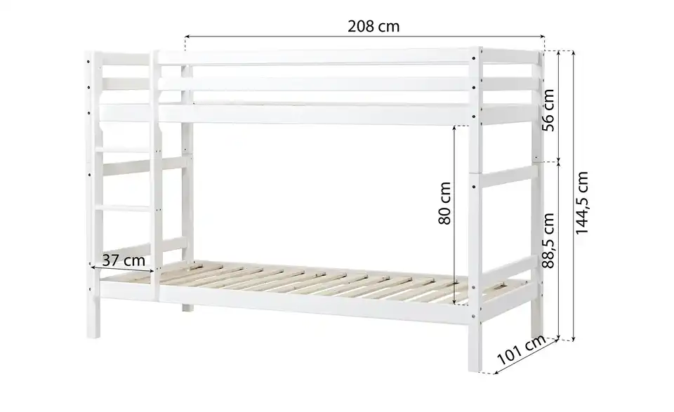 Hoppekids Etagenbett Eco Dream, Bemaßung