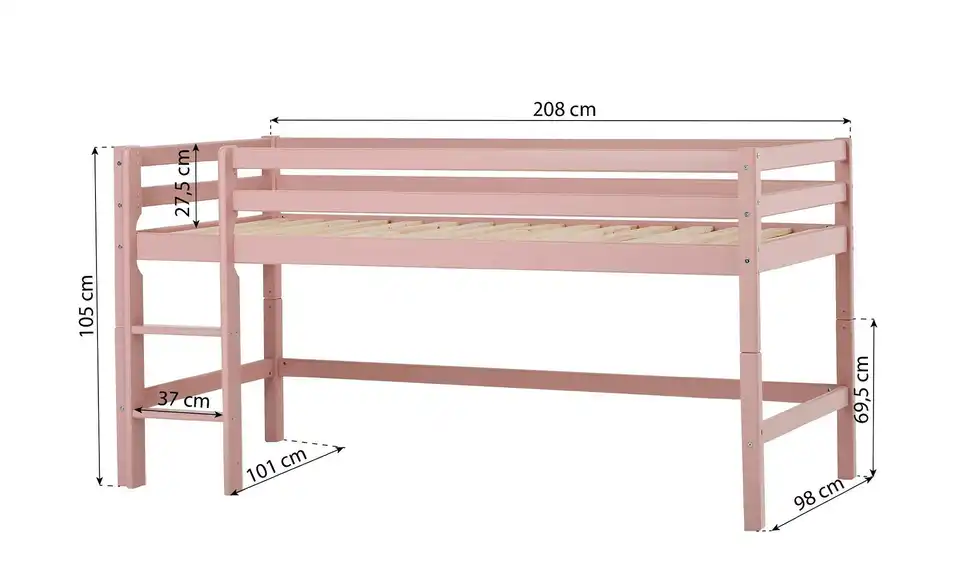 Hoppekids Hochbett Eco Dream, Bemaßung