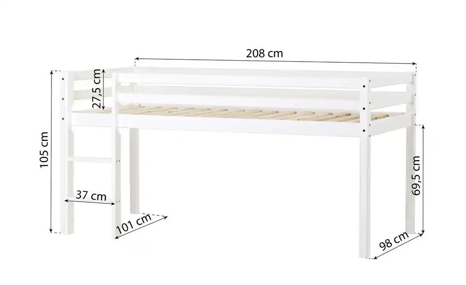 Hoppekids Hochbett Eco Dream, Bemaßung