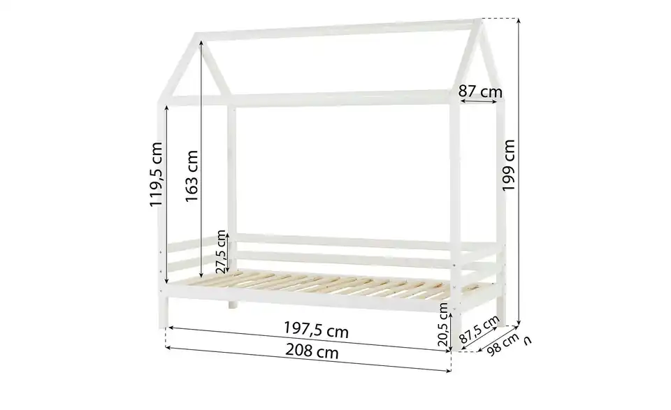 Hoppekids Bett Eco Dream, Bemaßung