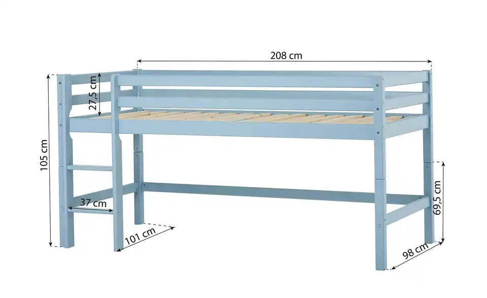 Hoppekids Hochbett Eco Dream, Bemaßung