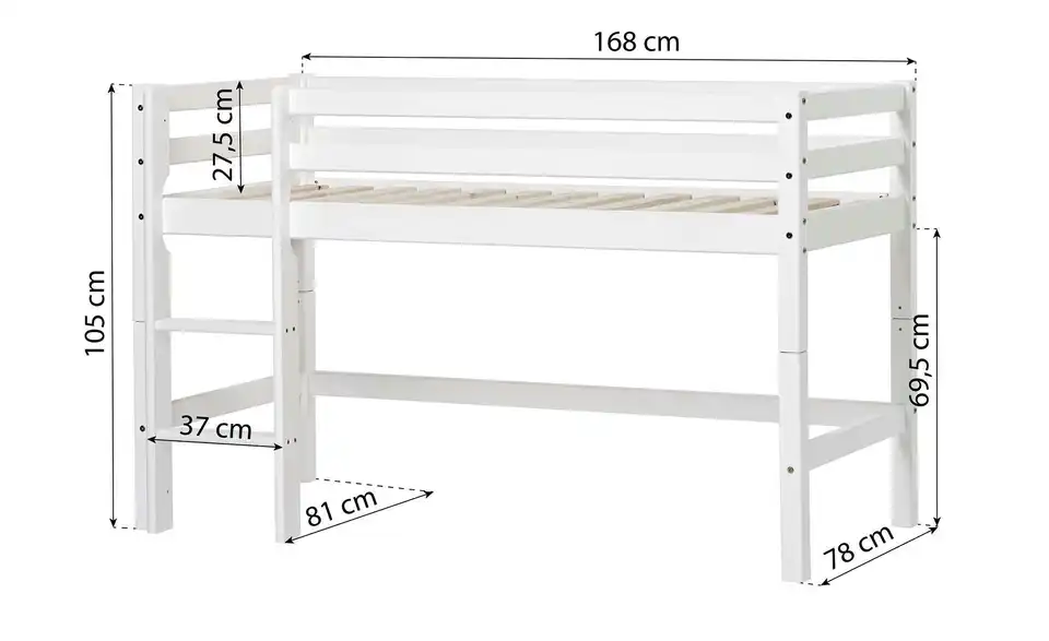 Hoppekids Hochbett Eco Dream, Bemaßung